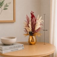 Bouquet artificiel pampas premium en vase doré (50cm) – Image 2
