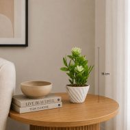 Fleurs artificielles blanches en pot marbré (18cm) – Image 2