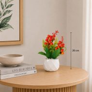 Plante artificielle à baies orange en pot blanc (20cm) – Image 2