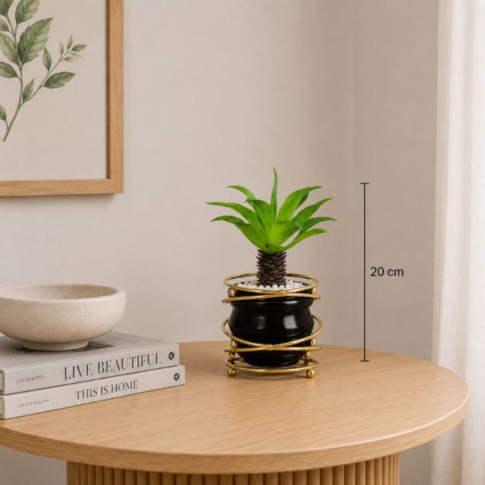 plante artificielle design pot noir (20cm) – Image 2