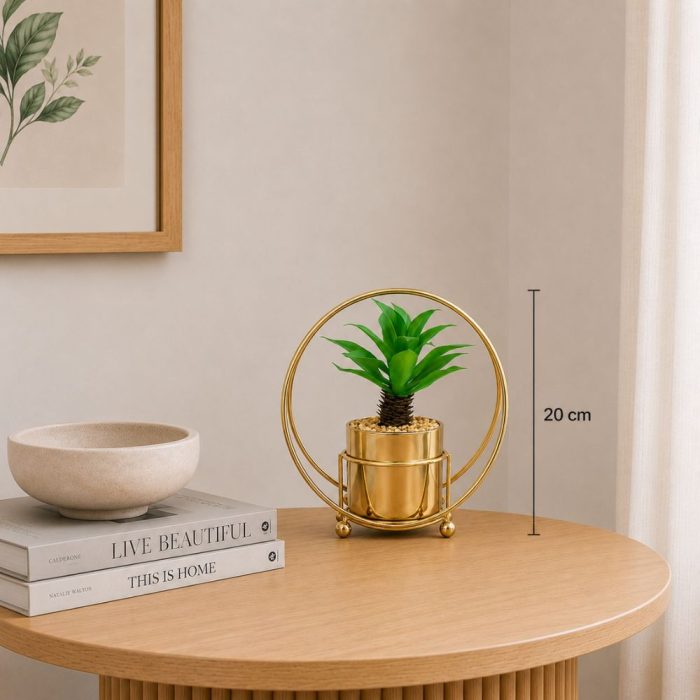 plante artificielle support dore (20cm) – Image 2