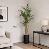 Bambou artificiel grand format en pot noir moderne (170cm) – Image 2