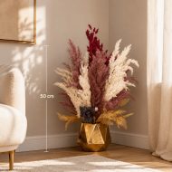 Bouquet artificiel pampas premium en vase doré (50cm) – Image 2