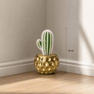 Cactus artificiel vert en pot doré (18cm) – Image 2