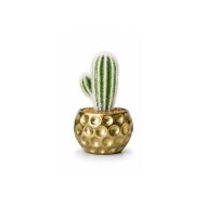 Cactus artificiel vert en pot doré (18cm)