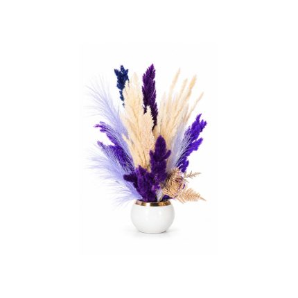 Bouquet de fleurs séchées artificielles violettes et blanches (40cm)