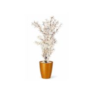 Arbre artificiel fleuri blanc avec pot doré moderne (120cm)