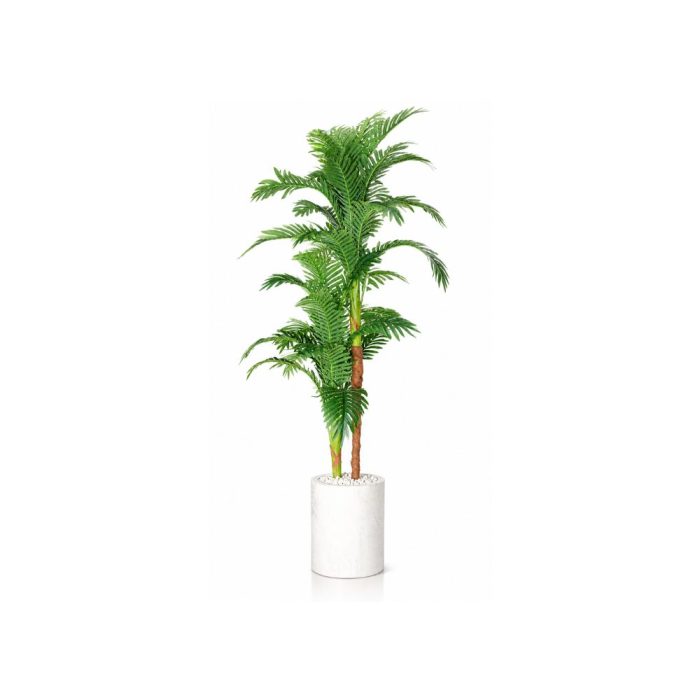 Design sans titre (2) Palmier artificiel tropical grand format en pot blanc (160cm) – Image 1