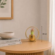 Succulente artificielle moderne avec support doré (20cm) – Image 2