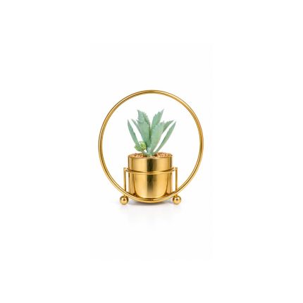 Succulente artificielle moderne avec support doré design (20cm)
