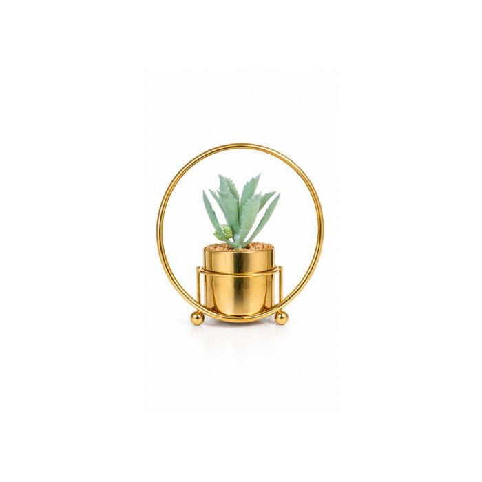 Succulente artificielle moderne avec support doré design (20cm) – Image 1