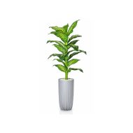 Grande plante artificielle verte en pot gris moderne (165cm)