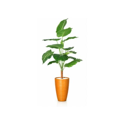 Grande plante tropicale artificielle en pot orange moderne (110cm)