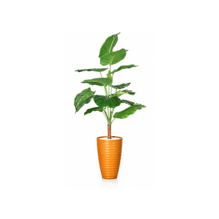Design sans titre (7) Grande plante tropicale artificielle en pot orange moderne (110cm) – Image 1