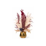 Bouquet artificiel pampas premium en vase doré (50cm)