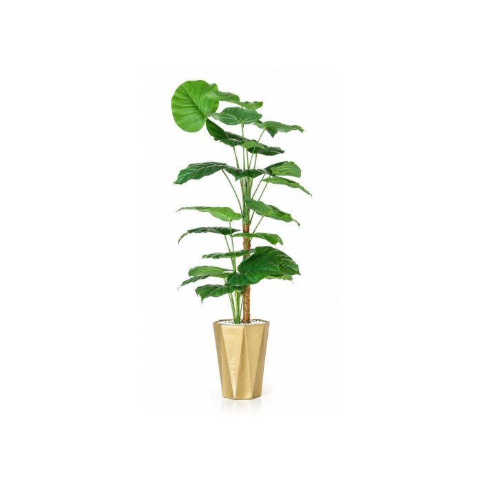 Design sans titre (9) Grande plante artificielle tropicale avec pot doré design (155cm) – Image 1