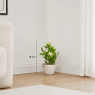Fleurs artificielles blanches en pot marbré (18cm) – Image 2