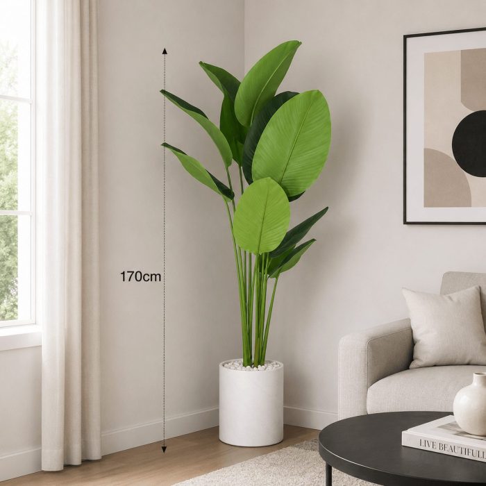 Grande plante artificielle tropicale à larges feuilles design (170cm) – Image 2