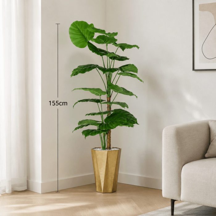 Grande plante artificielle tropicale avec pot doré design (155cm) – Image 2