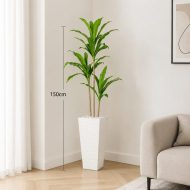 Grande plante artificielle tropicale en pot blanc moderne (150cm) – Image 2