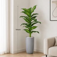 Grande plante artificielle verte en pot gris moderne (165cm) – Image 2