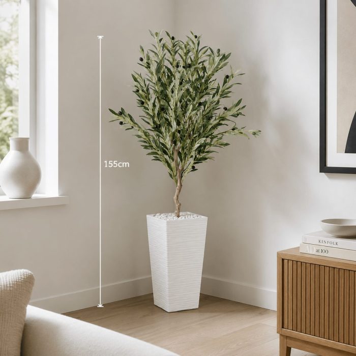 Olivier artificiel grand format avec olives réalistes (155cm) – Image 2