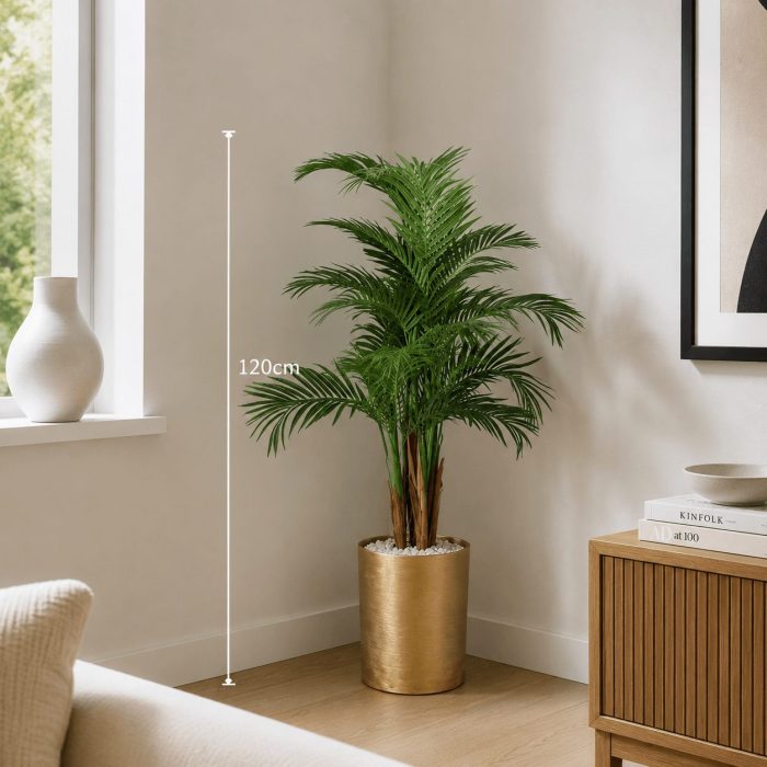 Palmier artificiel Areca en pot doré premium (120cm) – Image 2