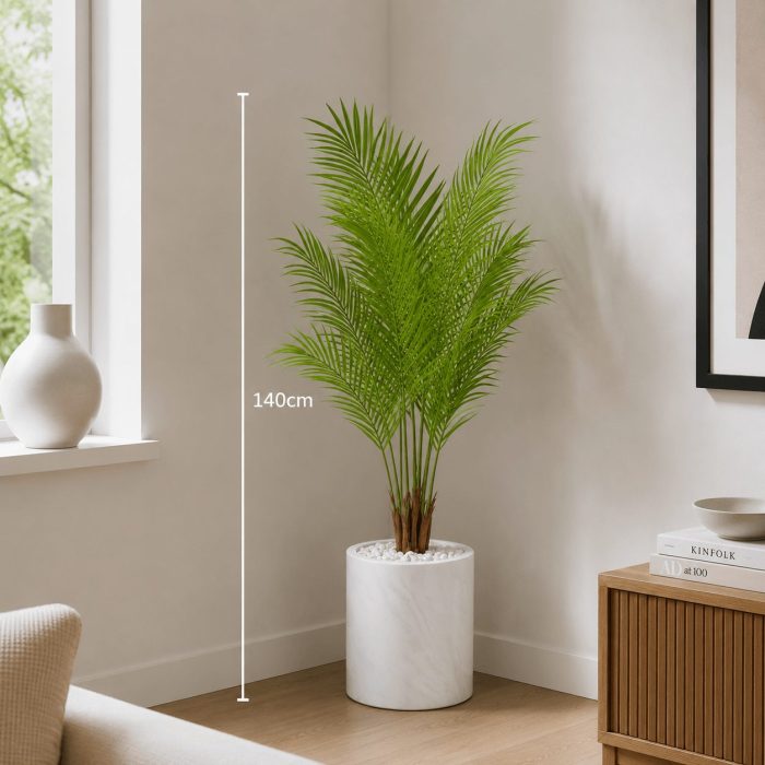 Palmier artificiel tropical grand format en pot blanc (140cm) – Image 2