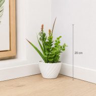 Petite plante artificielle verte en pot design blanc (20cm) – Image 2