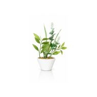 Petite plante artificielle verte en pot marbré (20cm)
