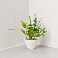 Petite plante artificielle verte en pot marbré (20cm) – Image 2