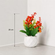 Plante artificielle à baies orange en pot blanc (20cm) – Image 2