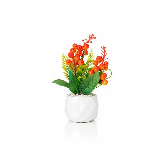 Plante artificielle à baies orange en pot blanc Plante artificielle à baies orange en pot blanc (20cm) – Image 1