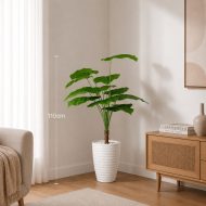 Plante artificielle tropicale élégante en pot blanc moderne (110cm) – Image 2