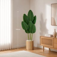 Strelitzia artificielle grand format en pot doré (140cm) – Image 2