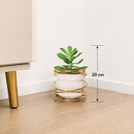 Succulente artificielle en pot marbré rose avec support doré (20cm) – Image 2