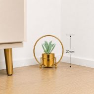 Succulente artificielle moderne avec support doré design (20cm) – Image 2