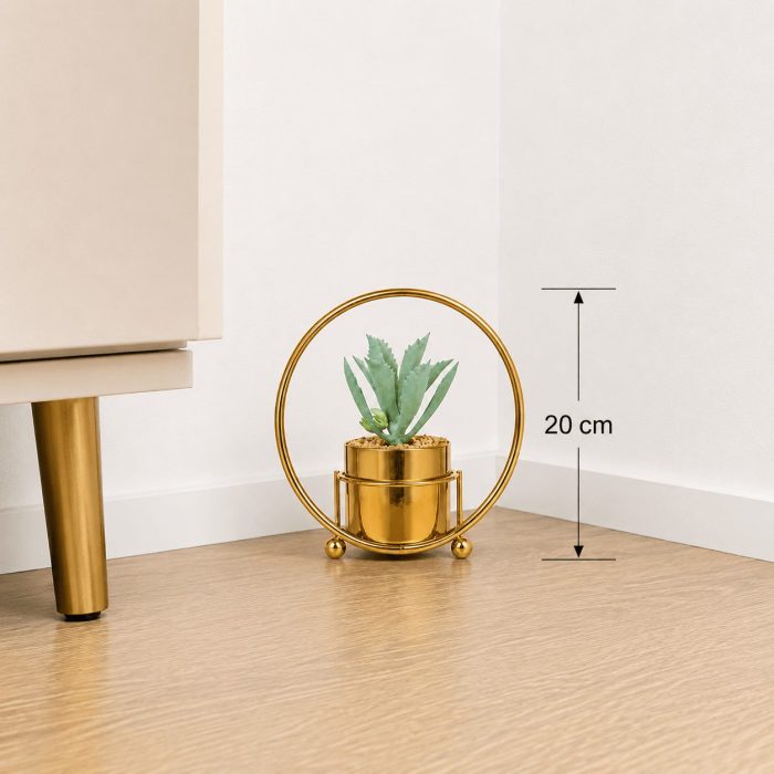 Succulente artificielle moderne avec support doré design (20cm) – Image 2