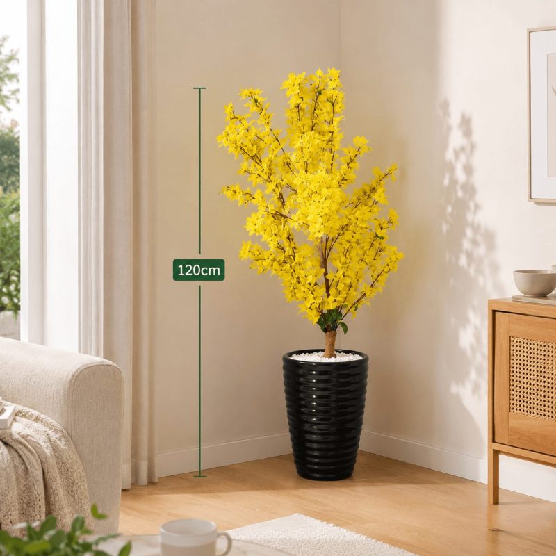 Arbre artificiel à fleurs jaunes pour décoration intérieure