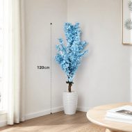 Arbre artificiel à fleurs bleu pour décoration intérieure (120cm) – Image 2