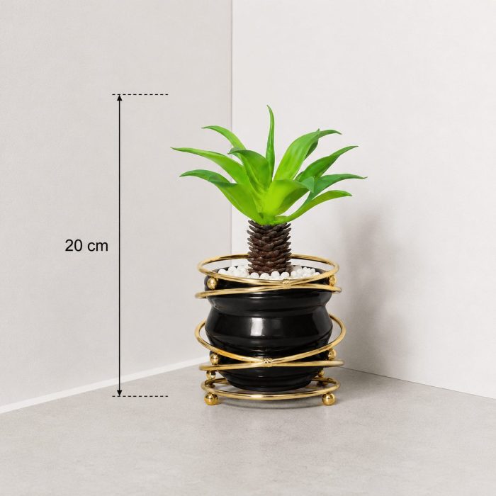 plante artificielle design pot noir (20cm) – Image 2