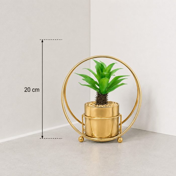 plante artificielle support dore (20cm) – Image 2