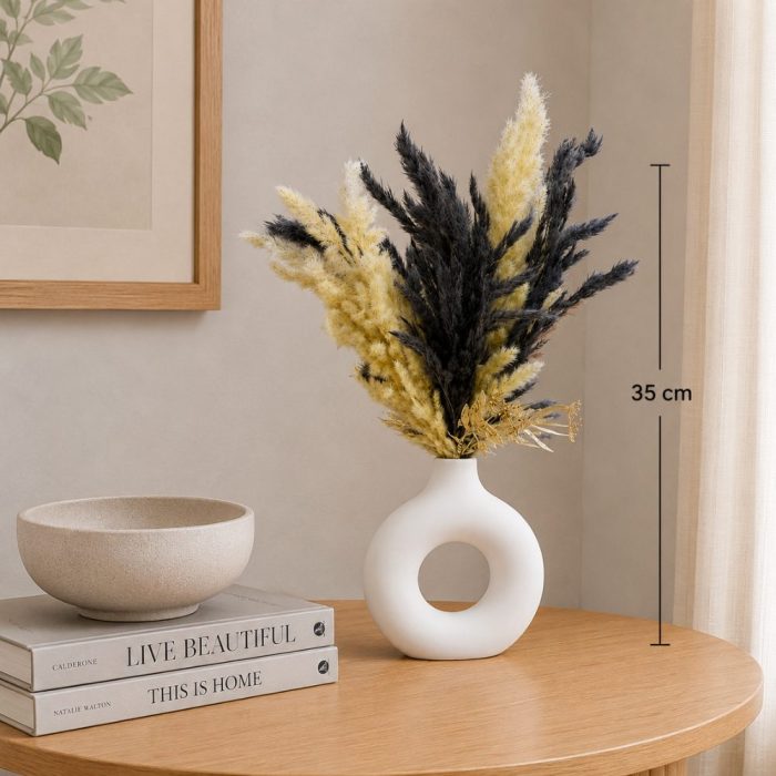 Vase décoratif moderne avec fleurs séchées artificielles – Composition élégante (35cm) – Image 2