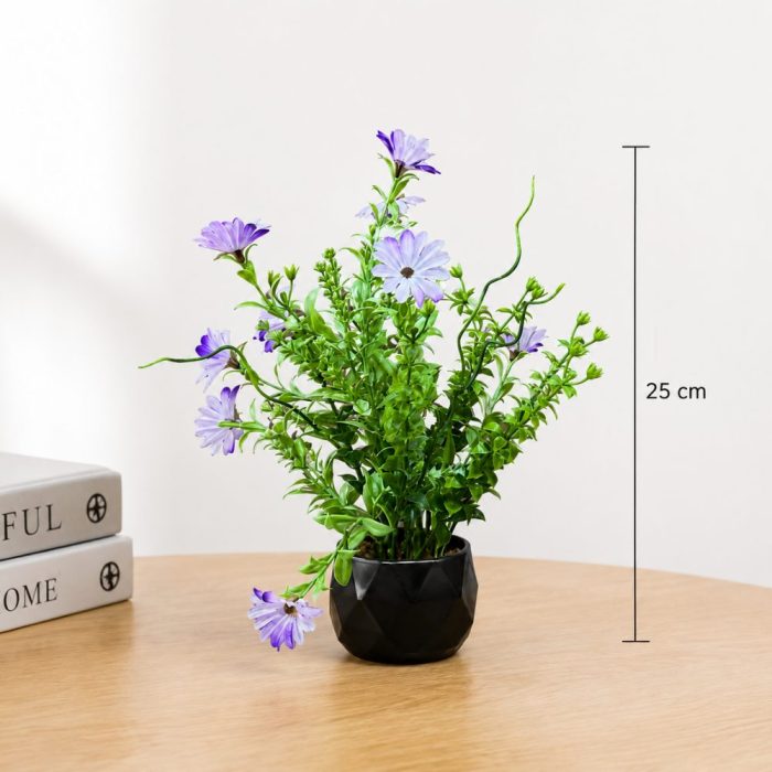 Plante artificielle décorative avec pot noir moderne – Élégance naturelle sans entretien (25cm) – Image 2