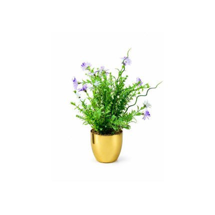 Pot de fleurs artificielles décoratif doré Élégance moderne pour votre intérieur (30cm)