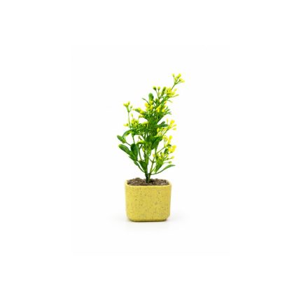 Plante artificielle verte en pot décoratif   Élégance naturelle et sans entretien (18cm)