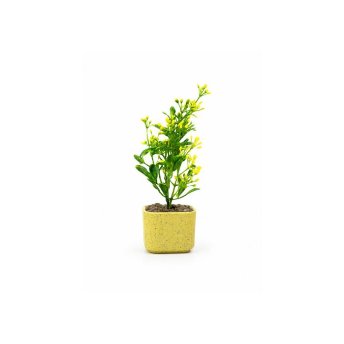 Plante artificielle verte en pot décoratif   Élégance naturelle et sans entretien (18cm) – Image 1