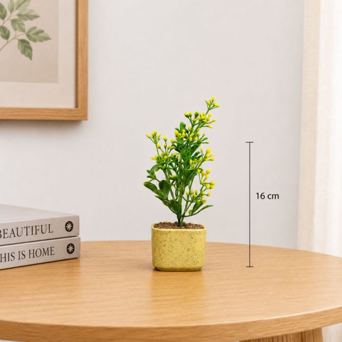 Plante artificielle verte en pot décoratif   Élégance naturelle et sans entretien (18cm) – Image 2
