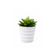 Plante artificielle succulente en pot blanc Petite décoration élégante et sans entretien (14cm)