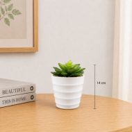 Plante artificielle succulente en pot blanc Petite décoration élégante et sans entretien (14cm) – Image 2